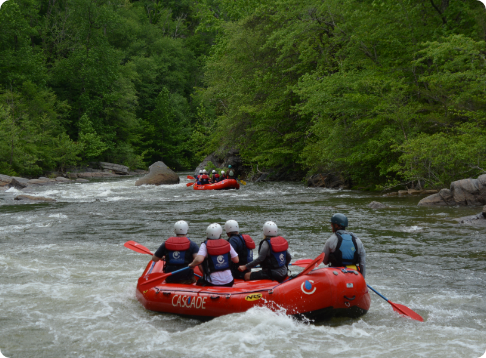 an action shot of white water rrafting in Tennessee