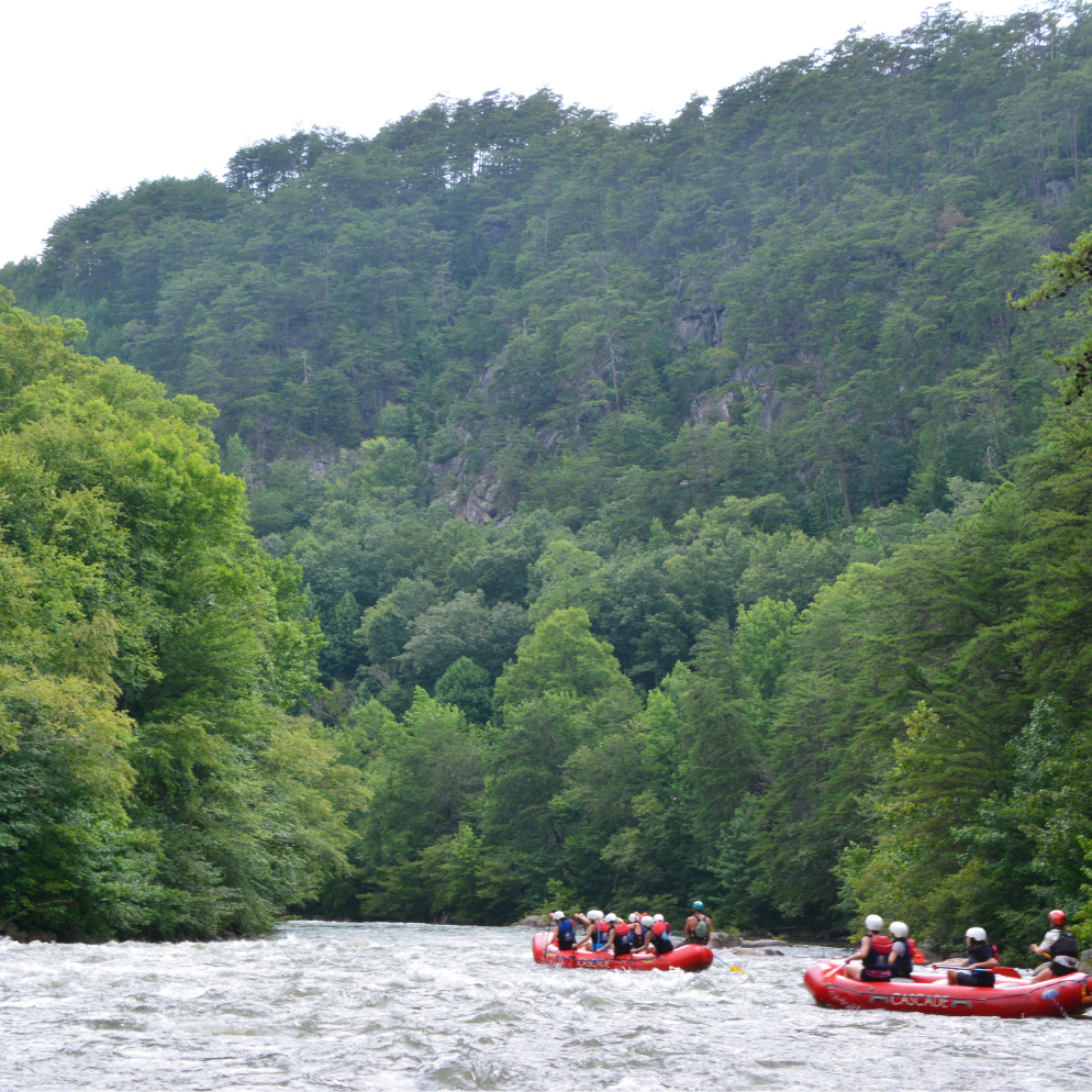 red rafts on the ocoee river in the cherokee national forest